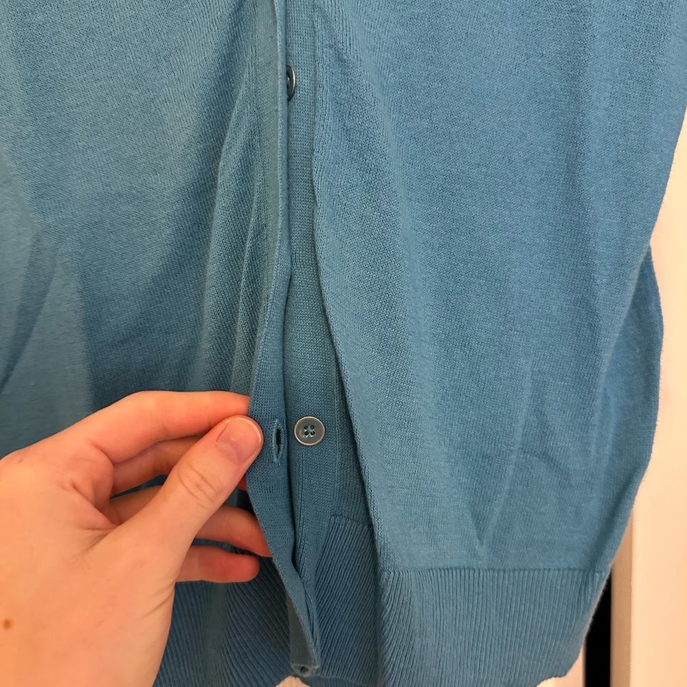 GAP Blue Cardigan Sweater Knit Midi -Sleeve - Picture 2 of 10
